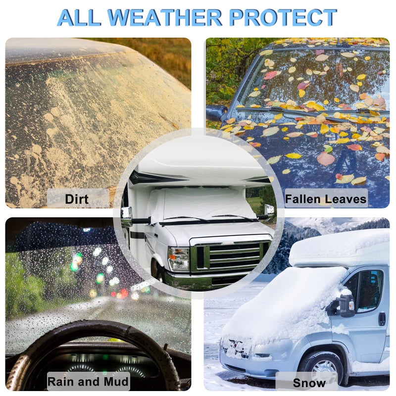 Mofeez RV Windshield Cover Compatible with Class C Ford 1997-2025, UV Block Offer Complete Privacy with Light Preserves Interior (White Color with Mirror Cutouts) - Image 3